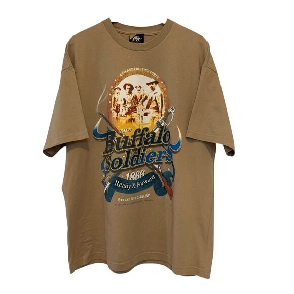 Authentic First Star Buffalo Soldiers T-Shirt 9th & 10th Cavalry 2XL Brown - Picture 5 of 10